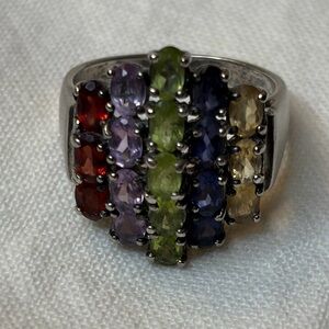 Multicolor Gemstone Silver Ring